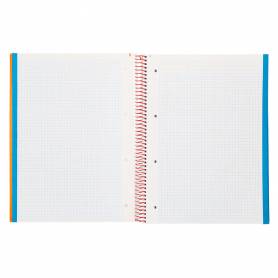 Cuaderno espiral liderpapel a4 micro jolly tapa forrada 140h 75 gr cuadro 5mm 5 bandas4 taladros color naranja