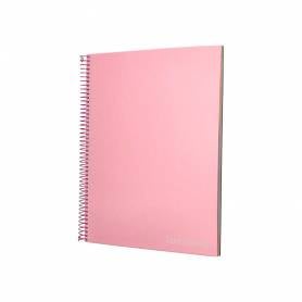 Cuaderno espiral liderpapel a4 micro jolly tapa forrada 140h 75 gr cuadro 5mm 5 bandas 4 taladros color rosa