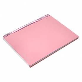 Cuaderno espiral liderpapel a4 micro jolly tapa forrada 140h 75 gr cuadro 5mm 5 bandas 4 taladros color rosa