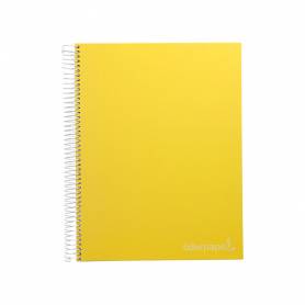 Cuaderno espiral liderpapel a4 micro jolly tapa forrada 140h 75 gr cuadro 5mm 5 bandas4 taladros color amarillo