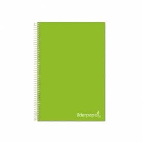 Cuaderno espiral liderpapel a4 micro jolly tapa forrada 140h 75 gr cuadro 5mm 5 bandas 4 taladros color verde