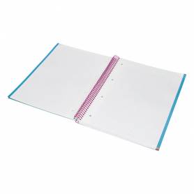 Cuaderno espiral liderpapel a4 micro jolly tapa forrada 140h 75 gr cuadro 5mm 5 bandas4 taladros color turquesa