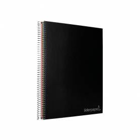 Cuaderno espiral liderpapel a4 micro jolly tapa forrada 140h 75 gr cuadro 5mm 5 bandas 4 taladros color negro