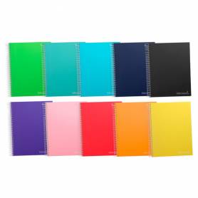 Cuaderno espiral liderpapel a4 micro jolly tapa forrada 140h 75 gr horizontal 5 bandas4 taladros colores surtidos