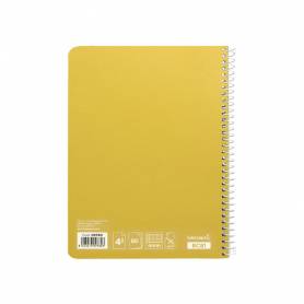 Cuaderno espiral liderpapel cuarto witty tapa dura 80h 75gr cuadro 4mm con margen color amarillo