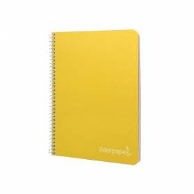 Cuaderno espiral liderpapel cuarto witty tapa dura 80h 75gr cuadro 4mm con margen color amarillo