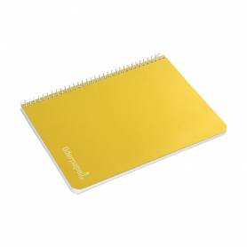 Cuaderno espiral liderpapel cuarto witty tapa dura 80h 75gr cuadro 4mm con margen color amarillo