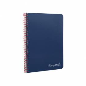 Cuaderno espiral liderpapel cuarto witty tapa dura 80h 75gr cuadro 4mm con margen color azul marino