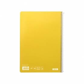 Cuaderno espiral liderpapel folio witty tapa dura 80h 75gr cuadro 4mm con margen color amarillo