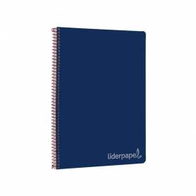 Cuaderno espiral liderpapel folio witty tapa dura 80h 75gr cuadro 4mm con margen color azul marino