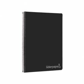 Cuaderno espiral liderpapel folio witty tapa dura 80h 75gr cuadro 4mm con margen color negro