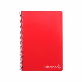 Cuaderno espiral liderpapel folio witty tapa dura 80h 75gr cuadro 4mm con margen color rojo