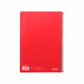 Cuaderno espiral liderpapel folio witty tapa dura 80h 75gr cuadro 4mm con margen color rojo