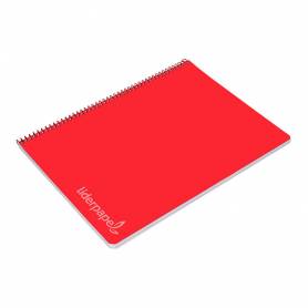 Cuaderno espiral liderpapel folio witty tapa dura 80h 75gr cuadro 4mm con margen color rojo