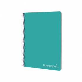 Cuaderno espiral liderpapel folio witty tapa dura 80h 75gr cuadro 4mm con margen color turquesa