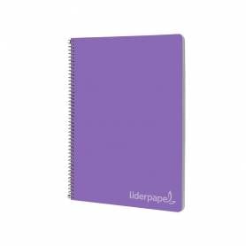 Cuaderno espiral liderpapel folio witty tapa dura 80h 75gr cuadro 4mm con margen color violeta