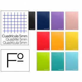 Cuaderno espiral liderpapel folio witty tapa dura 80h 75gr cuadro 5mm con margen colores surtidos