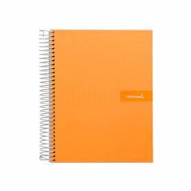 Cuaderno espiral liderpapel a4 crafty tapa forrada 80h 90 gr cuadro 4mm con margen color naranja