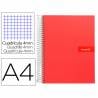 Cuaderno espiral liderpapel a4 crafty tapa forrada 80h 90 gr cuadro 4mm con margen color roja - BF47