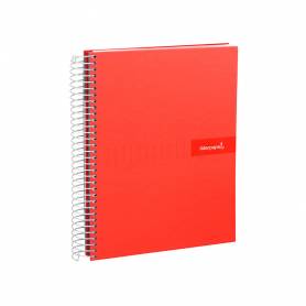 Cuaderno espiral liderpapel a4 crafty tapa forrada 80h 90 gr cuadro 4mm con margen color roja