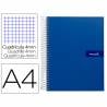 Cuaderno espiral liderpapel a4 crafty tapa forrada 80h 90 gr cuadro 4mm con margen color azul marino - BF46