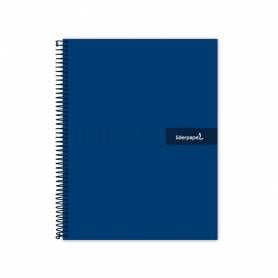 Cuaderno espiral liderpapel a4 crafty tapa forrada 80h 90 gr cuadro 4mm con margen color azul marino