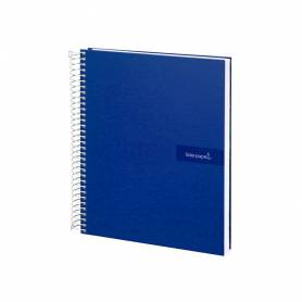 Cuaderno espiral liderpapel a4 crafty tapa forrada 80h 90 gr cuadro 4mm con margen color azul marino