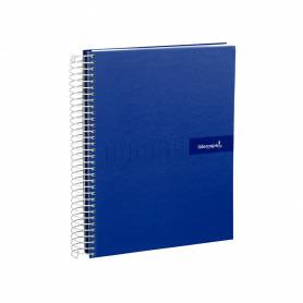 Cuaderno espiral liderpapel a4 crafty tapa forrada 80h 90 gr cuadro 4mm con margen color azul marino