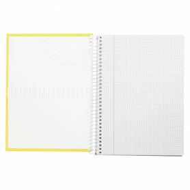 Cuaderno espiral liderpapel a4 crafty tapa forrada 80h 90 gr cuadro 4mm con margen color amarillo