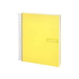 Cuaderno espiral liderpapel a4 crafty tapa forrada 80h 90 gr cuadro 4mm con margen color amarillo