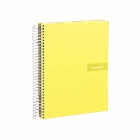 Cuaderno espiral liderpapel a4 crafty tapa forrada 80h 90 gr cuadro 4mm con margen color amarillo