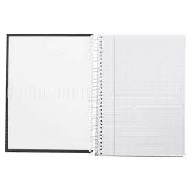 Cuaderno espiral liderpapel a4 crafty tapa forrada 80h 90 gr cuadro 4mm con margen color negro