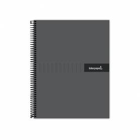 Cuaderno espiral liderpapel a4 crafty tapa forrada 80h 90 gr cuadro 4mm con margen color negro