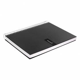 Cuaderno espiral liderpapel a4 crafty tapa forrada 80h 90 gr cuadro 4mm con margen color negro