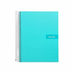 Cuaderno espiral liderpapel a4 crafty tapa forrada 80h 90 gr cuadro 4mm con margen color turquesa