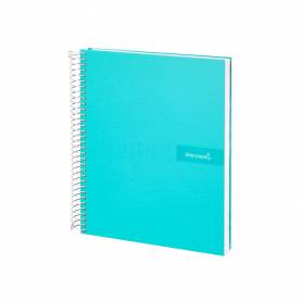 Cuaderno espiral liderpapel a4 crafty tapa forrada 80h 90 gr cuadro 4mm con margen color turquesa