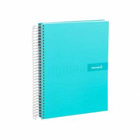 Cuaderno espiral liderpapel a4 crafty tapa forrada 80h 90 gr cuadro 4mm con margen color turquesa