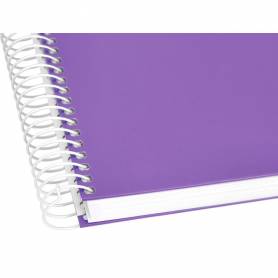 Cuaderno espiral liderpapel a4 crafty tapa forrada 80h 90 gr cuadro 4mm con margen color violeta