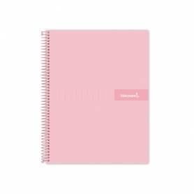 Cuaderno espiral liderpapel a4 crafty tapa forrada 80h 90 gr cuadro 4mm con margen color rosa