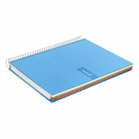 Cuaderno espiral liderpapel a4 micro crafty tapa forrada 120h 90 gr cuadro 5 mm 5 bandas 4 colores celeste