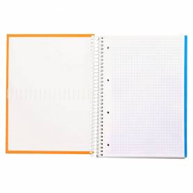 Cuaderno espiral liderpapel a4 micro crafty tapa forrada 120h 90 gr cuadro 5 mm 5 bandas 4 colores color naranja