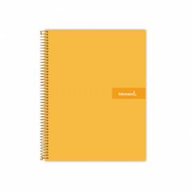 Cuaderno espiral liderpapel a4 micro crafty tapa forrada 120h 90 gr cuadro 5 mm 5 bandas 4 colores color naranja