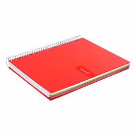 Cuaderno espiral liderpapel a4 micro crafty tapa forrada 120h 90 gr cuadro 5 mm 5 bandas 4 colores color rojo