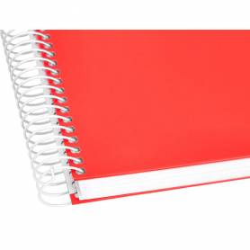 Cuaderno espiral liderpapel a4 micro crafty tapa forrada 120h 90 gr cuadro 5 mm 5 bandas 4 colores color rojo