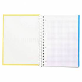 Cuaderno espiral liderpapel a4 micro crafty tapa forrada 120h 90gr cuadro 5mm 5 bandas 4 taladros color amarillo