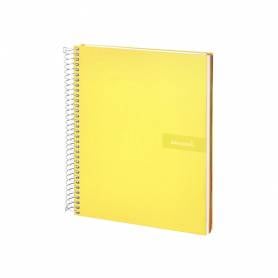 Cuaderno espiral liderpapel a4 micro crafty tapa forrada 120h 90gr cuadro 5mm 5 bandas 4 taladros color amarillo