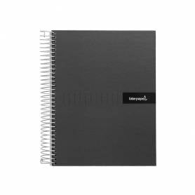 Cuaderno espiral liderpapel a4 micro crafty tapa forrada 120h 90 gr cuadro 5 mm 5 bandas 4 colores color negro