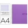 Cuaderno espiral liderpapel a4 micro crafty tapa forrada 120h 90gr cuadro 5mm 5 bandas 4 taladros color violeta - BA92