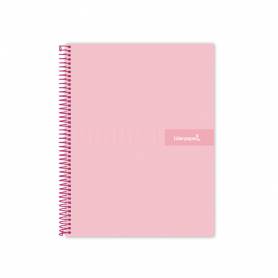 Cuaderno espiral liderpapel a4 micro crafty tapa forrada 120h 90 gr cuadro 5 mm 5 bandas 4 colores color rosa