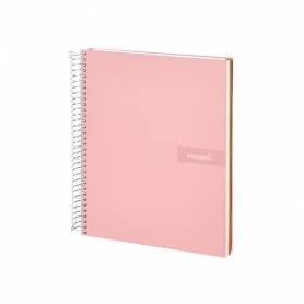 Cuaderno espiral liderpapel a4 micro crafty tapa forrada 120h 90 gr cuadro 5 mm 5 bandas 4 colores color rosa